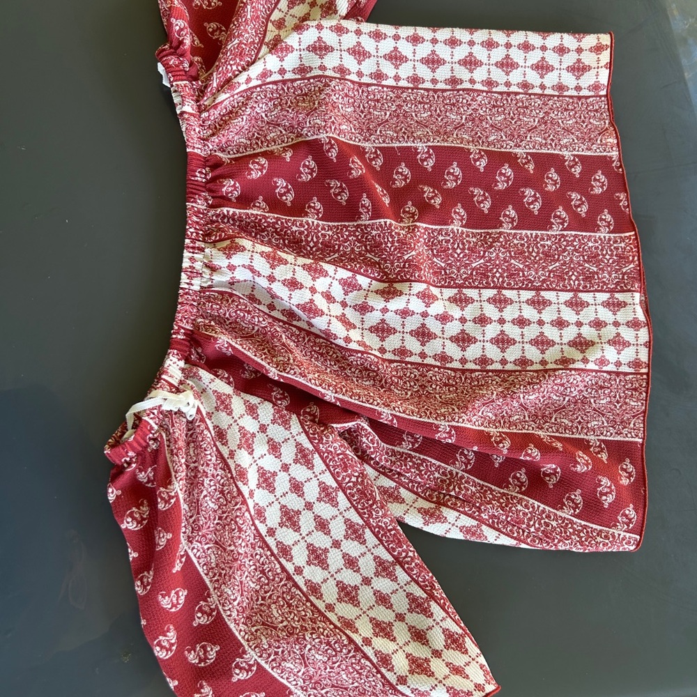 Red and White Patterned Skirt
